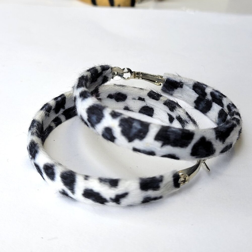 Leopard Print Earrings Animal Print Fuzzy Earrings